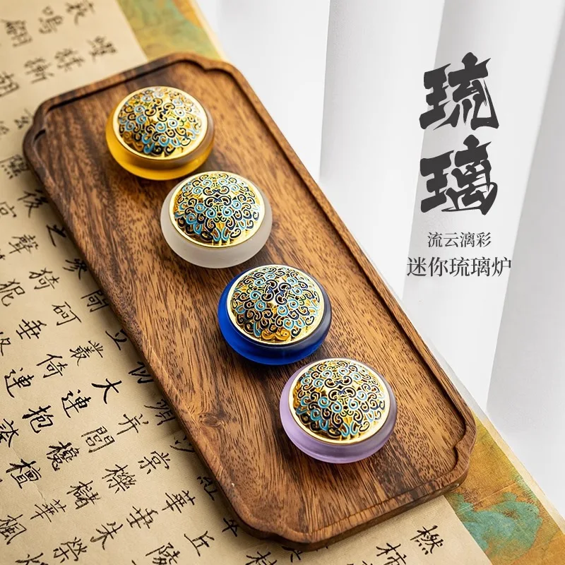 Vintage Liuli Cloisonne Enamel Incense Burner Mini Indoor Tea Ceremony Creative Cone Censer Desktop Aroma Ornament Cross Border