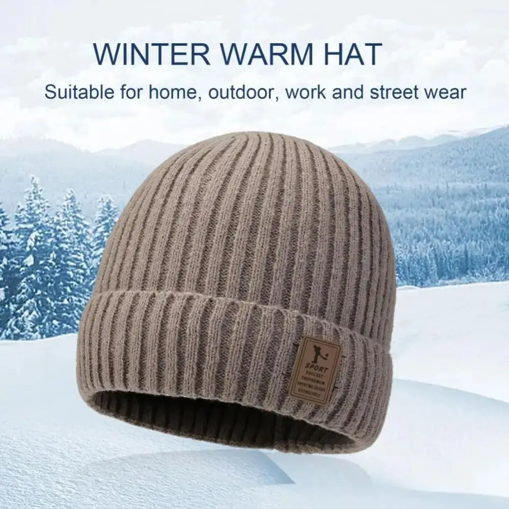 

Winter Soft Knitted Hat Fleece-Lined Windproof Beanies Hat Warm Thick Earmuffs Cap Outdoor
