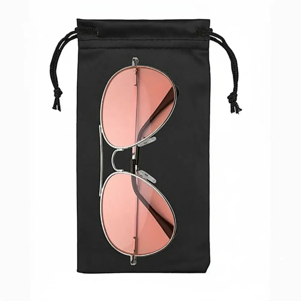 High Quality Drawstring Glasses Bags Microfiber Black Eyeglasses Pouch Glasses Dust Proof Bag