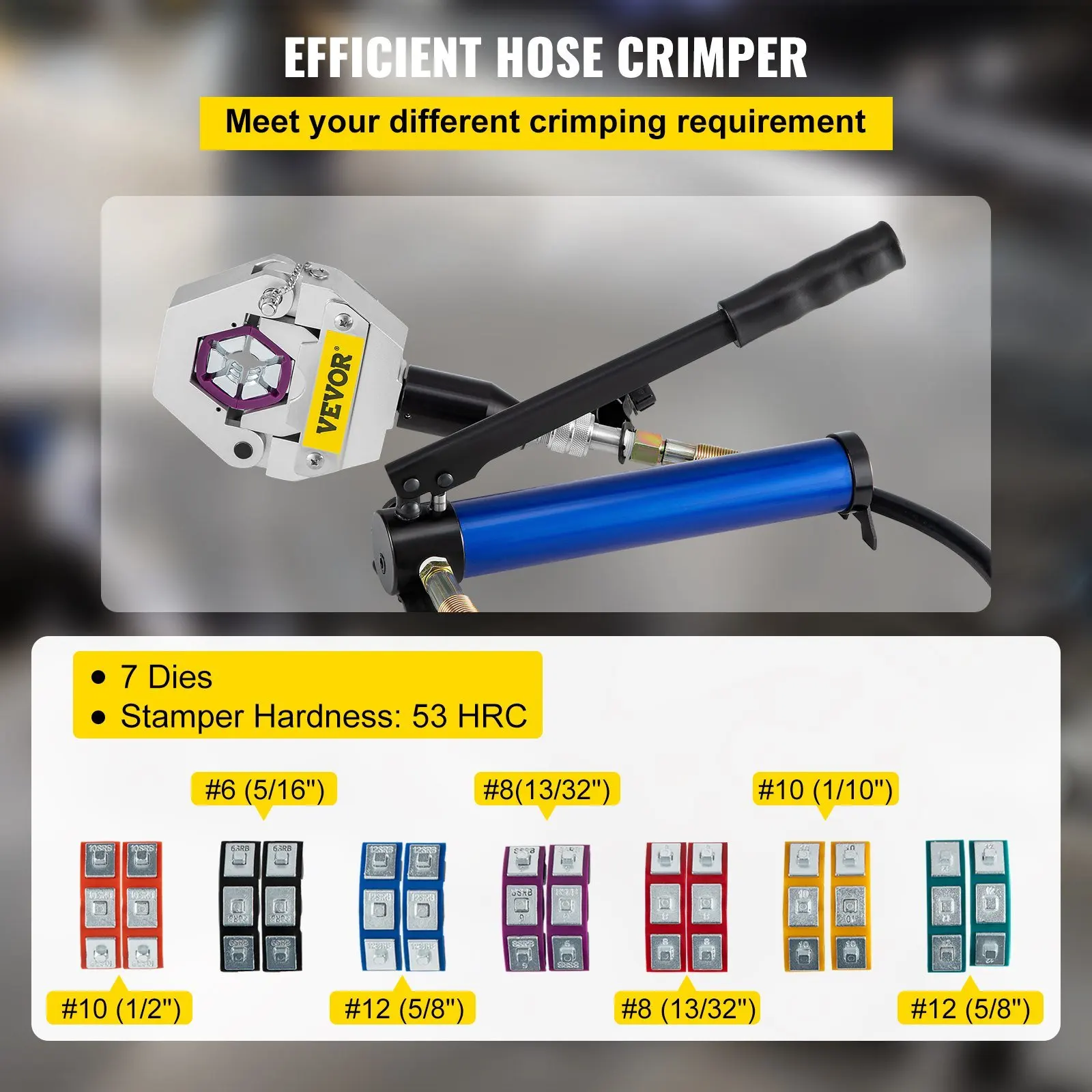 FS-7842B with 7 Dies Whole Set AC Hose Crimper Manually Operated Hydraulic Hose Crimper Kit Separable Manual Piston Valve