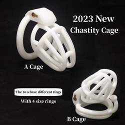 2023 New Male Chastity Cage Breathable Penis Lock with 4 Size Rings Anti-Cheating Chastity Device Adult Erotic Sex Toys Man 18+