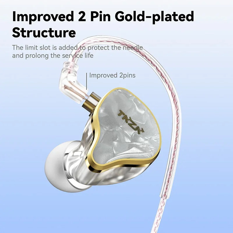 TKZK TK02 HiFi In-ear Earphones Gold-plated 2 pins for a variety of upgrade cables HiFi sound quality Comfortable to wear