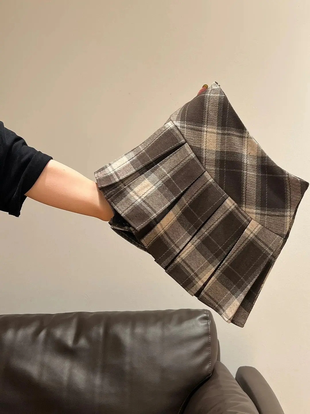 High Waist Plaid  Skirt Women's Versatile Anti-Light Checkered A-Line Skirts Korean Style Commute Casual Standard Fit