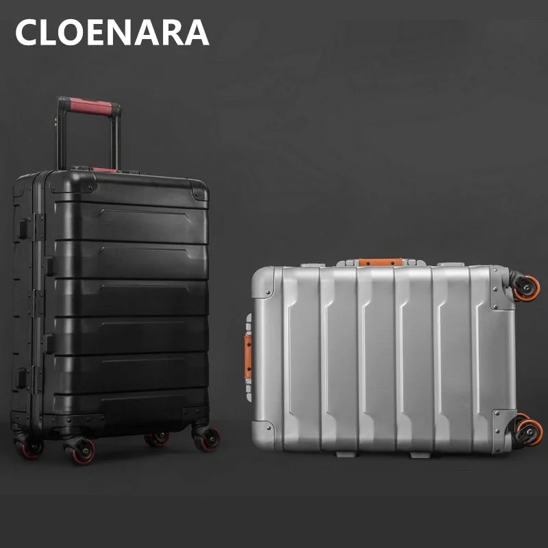 COLENARA Cabin Luggage 20 Inches Business Boarding Box 24 Full Aluminum Magnesium Alloy Trolley Case Men\'s Carry-on Suitcase