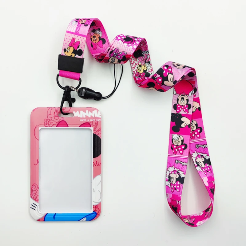 New Arrival Disney Lanyard ID Badge Holder Minnie Credit Card Case Neck Strap Ladies Door Card Holder  Credentials Accessories