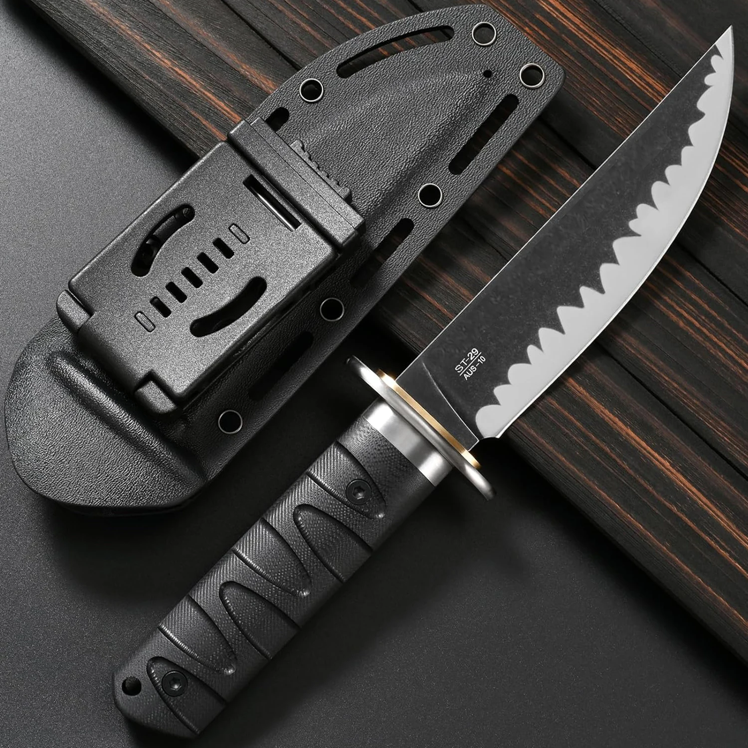 

Sitivien ST29 Fixed Blade Knife AUS-10 Steel Blade G10 Handle Full Tang Bowie Knife for Outdoor Camping Hunting Camping