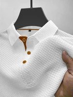 POLO d'été à revers en soie glacée pour hommes, T-shirt à manches courtes, haut pour hommes 1
