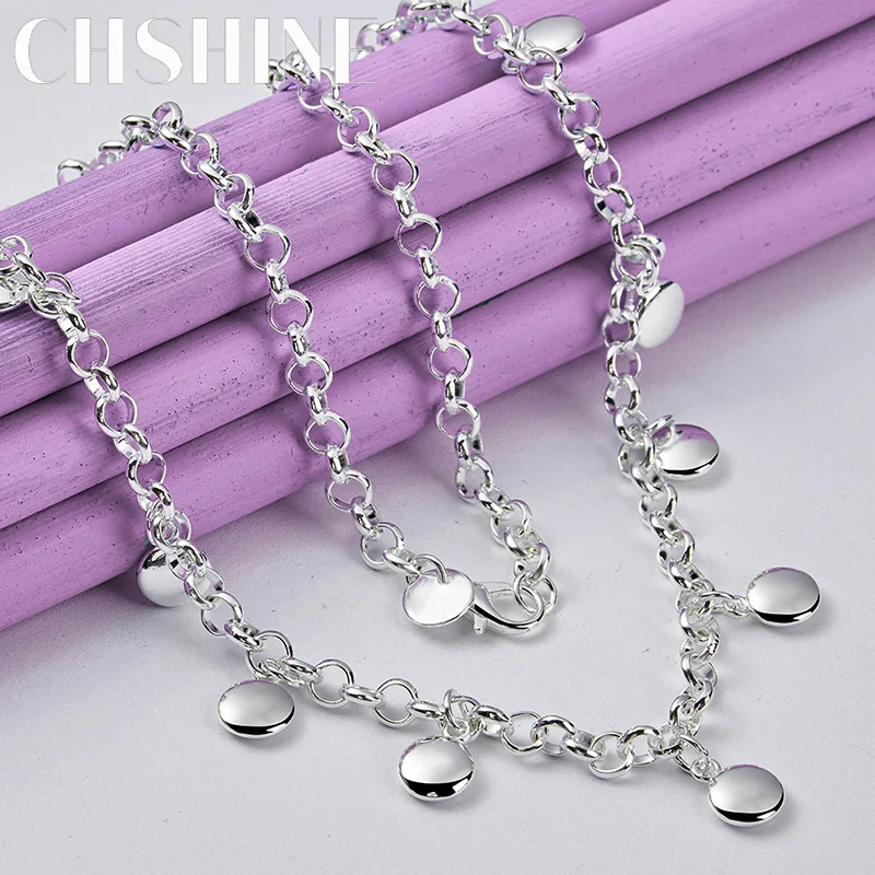 

CHSHINE 925 Sterling Silver Small Circle Necklace For Women Lady Wedding Engagement Fashion Charm Jewelry