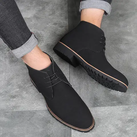 Fashion Men Classic Ankle Suede Leather Chelsea Chukka Boots for Man Ankle Casual British Style Short Boot High-Top Shoes Winter