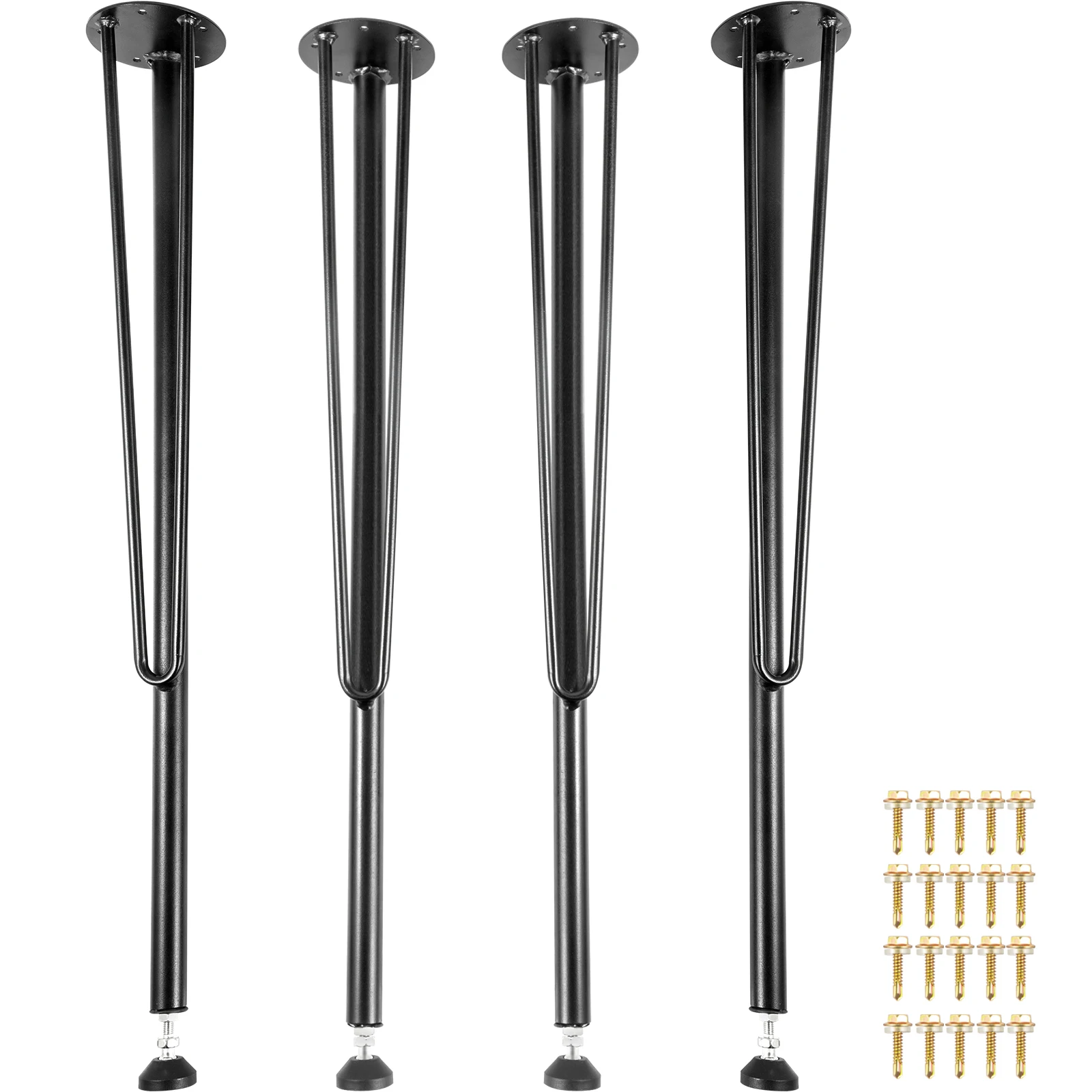 

SucceBuy Table Legs Metal 4PCS Black 28" Height 3-Rod Adjustable Floor Protectors 500lbs Load Capacity For Bench Dining Desk
