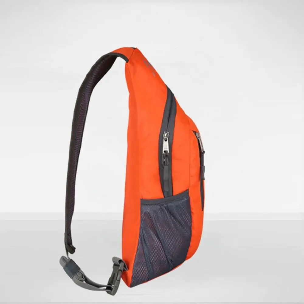 Durable Foldable Sport Messenger Bag Solid Color Polyester Chest Pack Waterproof Single Shoulder Bag Outdoor Hiking