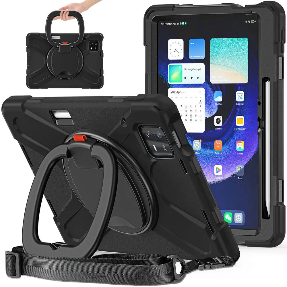 Shockproof Kids Safe PC + Silicon Stand Shoulder Strap Tablet Cover For Xiaomi Pad 6 Pad6 11 inch 2023 Armor Case