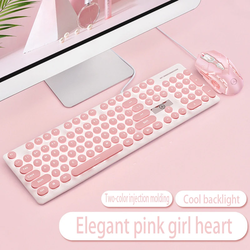V8 Punk Mechanical Touch Keyboard And Mouse Set Glow Game Computer Accessories