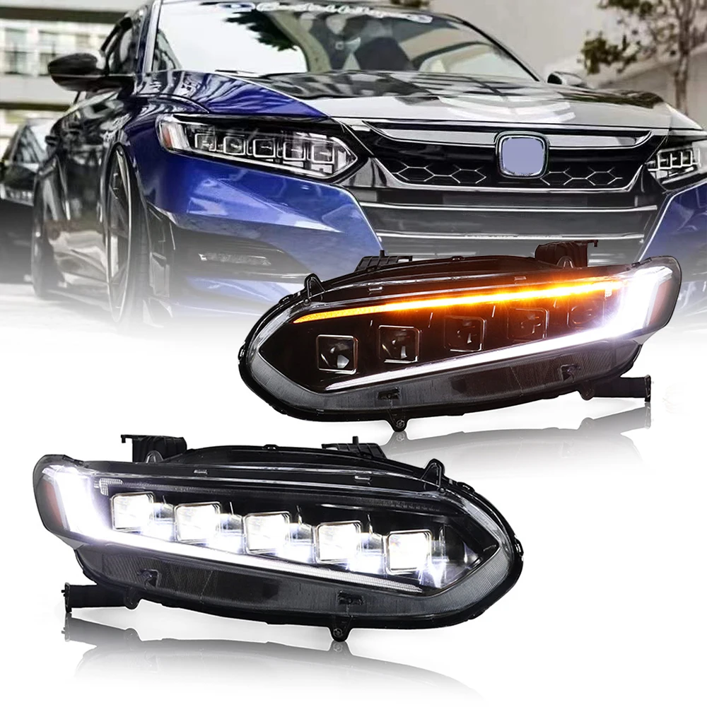 Car Head Lamp For Honda Accord 10 Gen  2018 - 2022 LED Headlight Assembly Signal Auto Accessories With Start-Up Animation