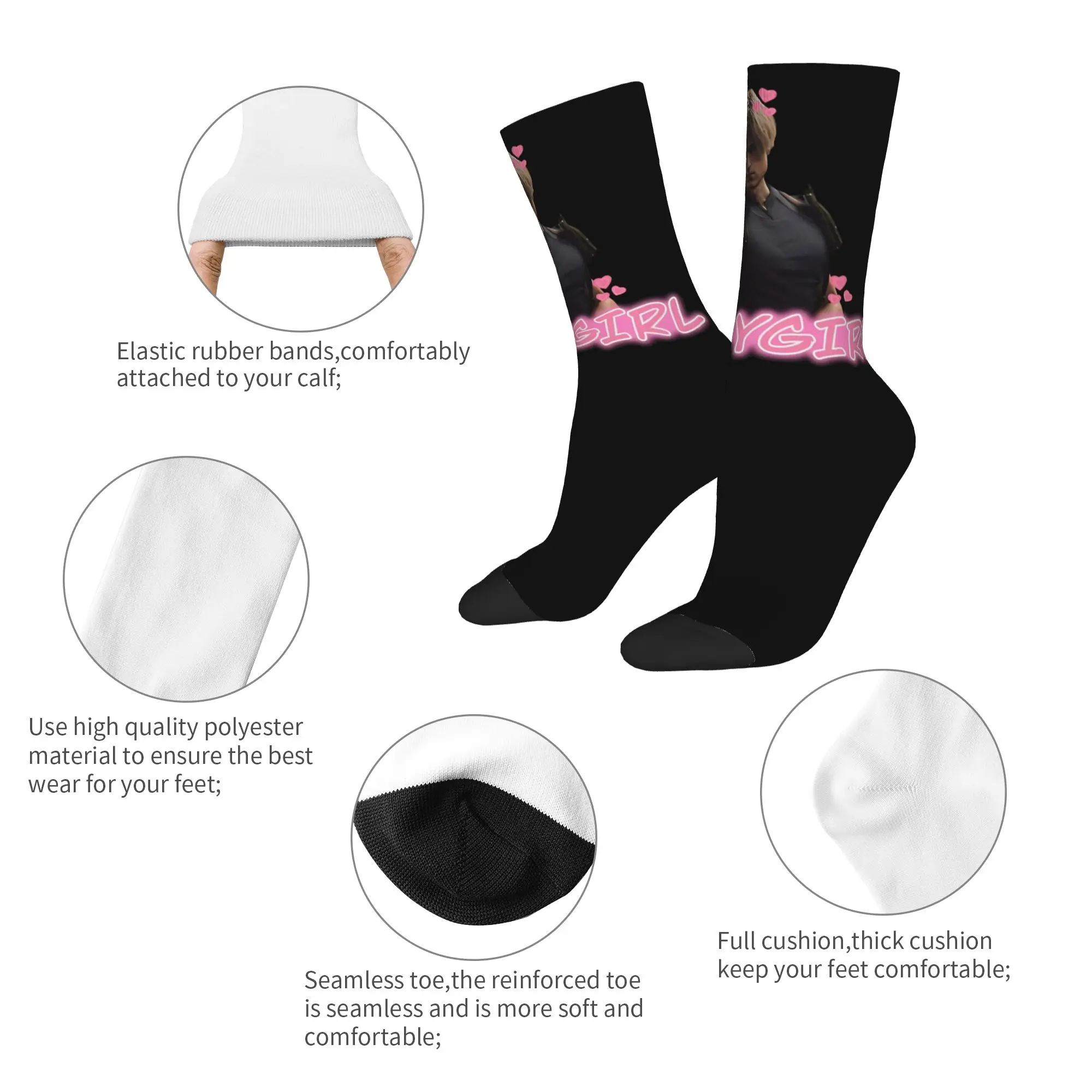 Fashion Male Men Socks Harajuku Leons Kennedys Sock Polyester Game Graphic Women's Socks Spring Summer Autumn Winter