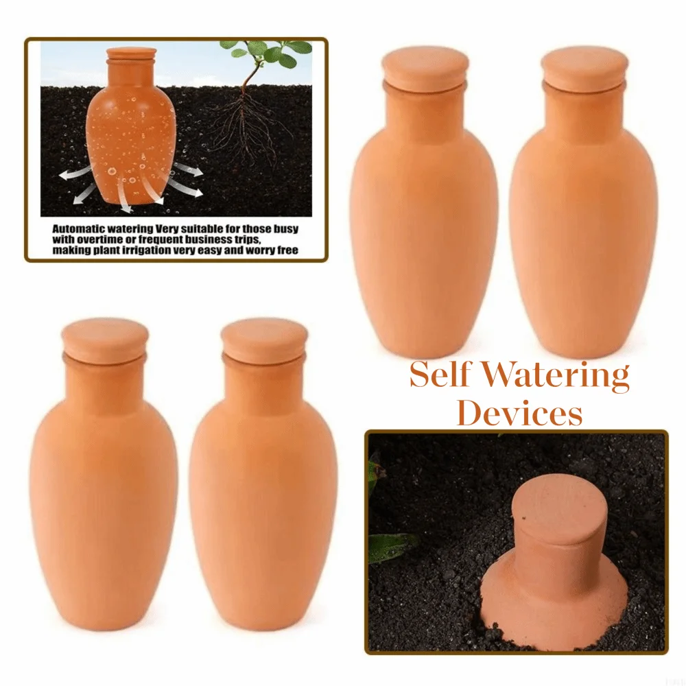 4Pcs Terracotta Material Automatic Self Watering Spikes Consistent Supply Versatile Usage Self Irrigation System