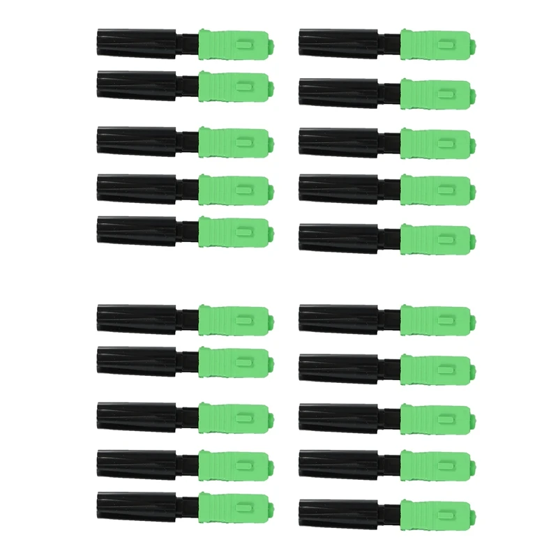 20Pcs Ftth Embedded Quick Connector SC/APC Green Plastic Fiber Optic Connector