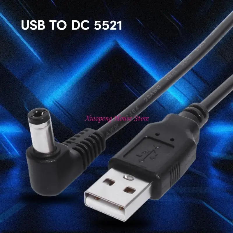 편리한 1M USB ~ DC5.5 x 2.1mm 충전 코드 하드 드라이브 인클로저, 미니 어항 및 책상 램프 77JC와 호환됩니다.