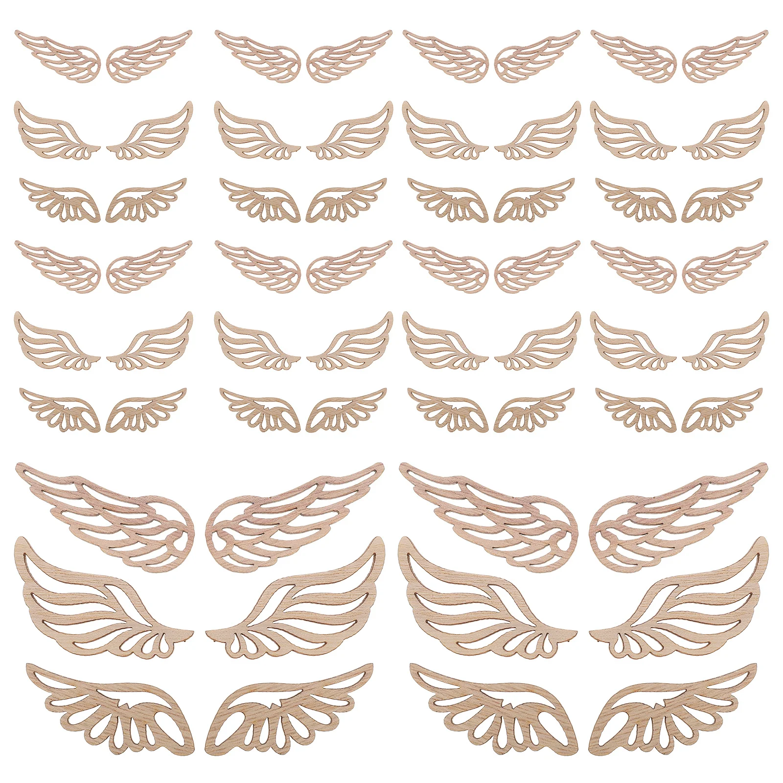 

60pcs Angel Wing Slices Natural Wood Finish Diy Craft Decor For Christmas Tree Ornaments Painting Tags Wooden Wings Bulk Craft