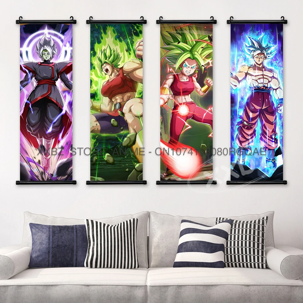 Dragon Ball Scrolls Picture Wall Art Goku Saiyan  Hanging Painting Canvas Anime Poster Hot Blooded Home Decor Kawaii Kids Room