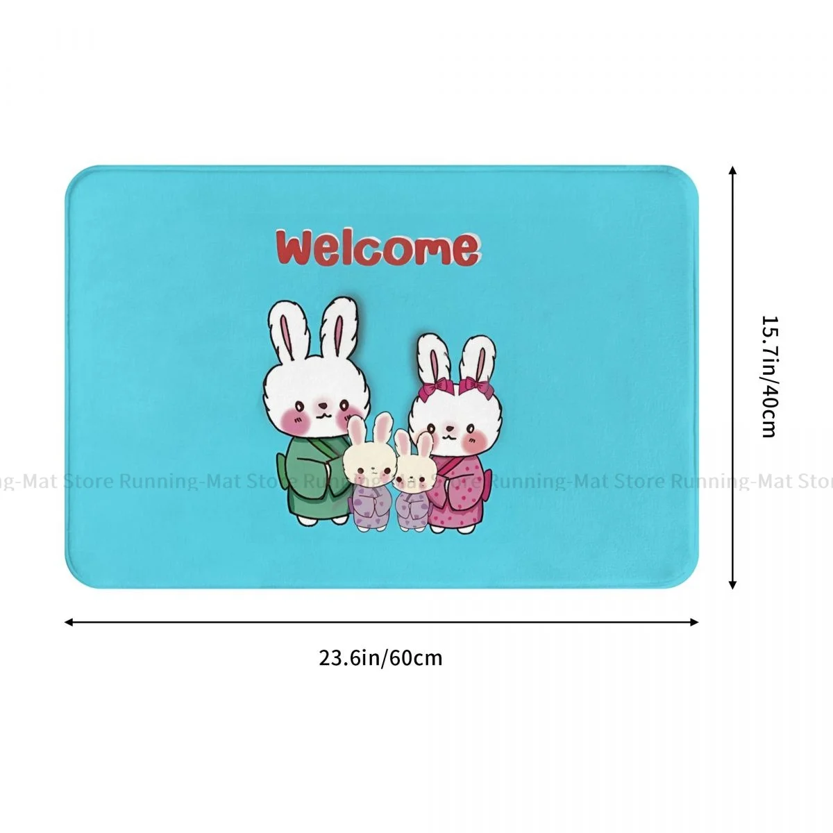 Animals Bath Non-Slip Carpet Rabbit Family Are Welcome Bedroom Mat Welcome Doormat Floor Decor Rug