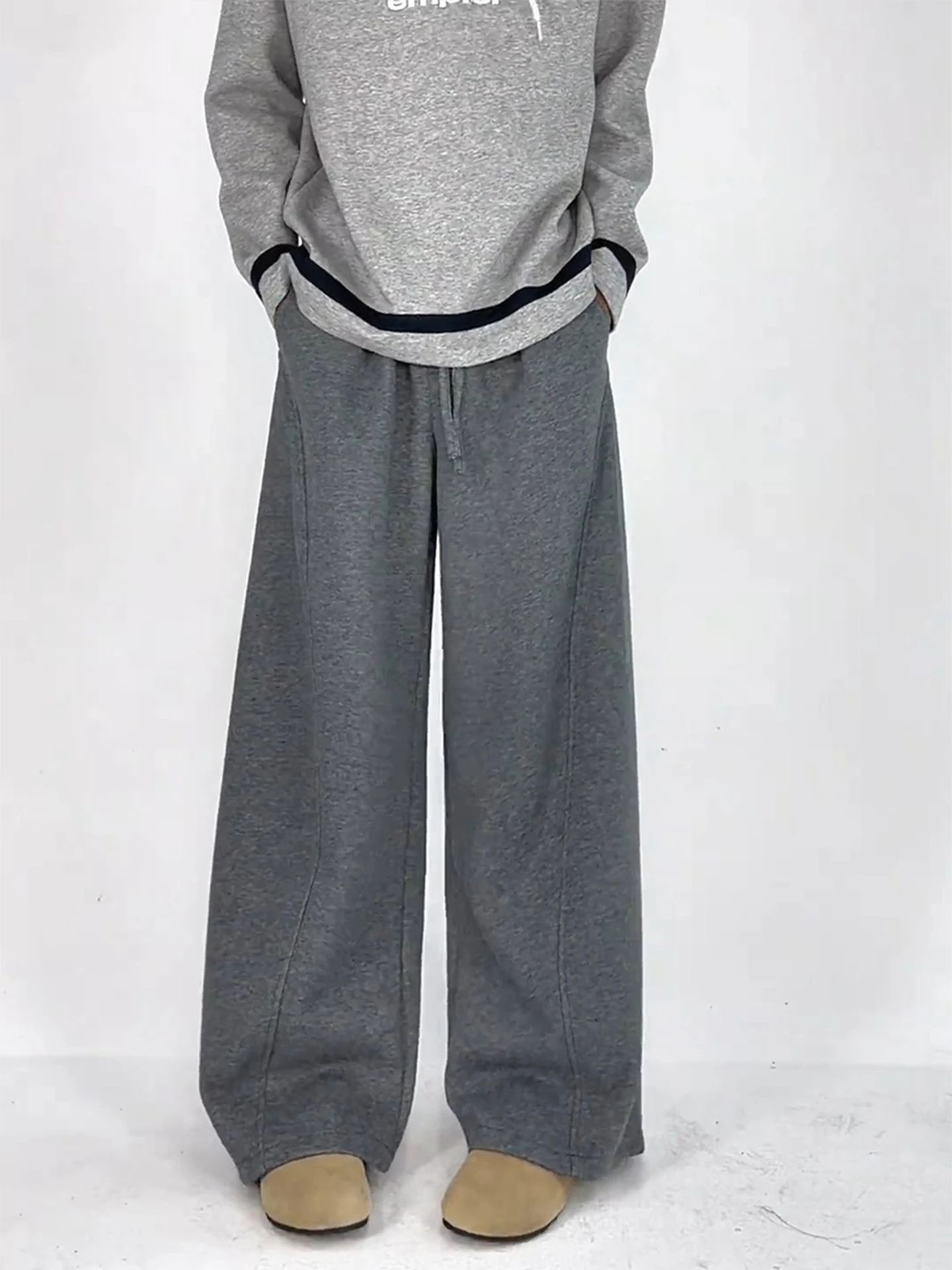 

Deep ey Loose Men's Wide Leg Knife Sweatpants American Sle Autumn Loose Straight Casual Long Trousers