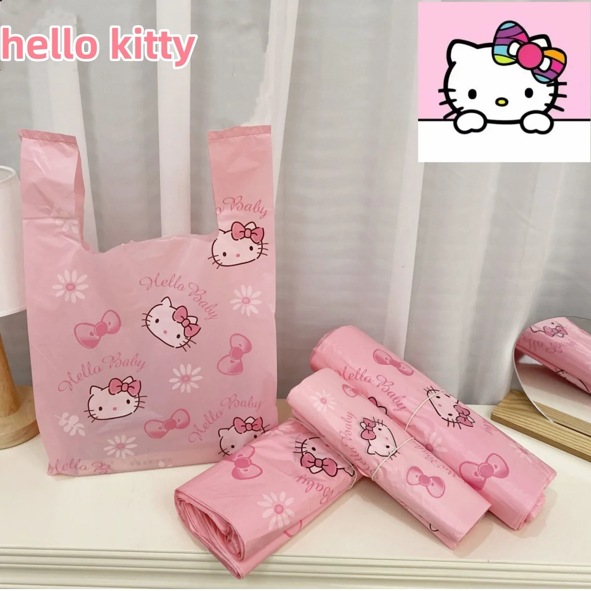 Kawaii cute cartoon hello kitty takeaway bag baking bread bag birthday gift jewelry vest bag storage clothes organizer wholesale