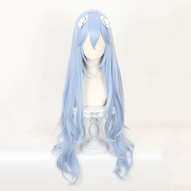 Niebieska Peruka Damska Długie Włosy Evangelion EVA Cosplay Peruka z Włókna Chemicznego Filamentowa Peruka Sceniczna na Festiwal Imprezę Pełna Peruka