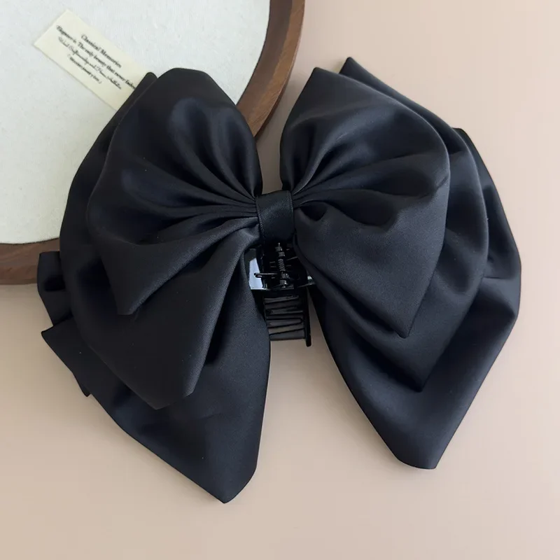 French Retro Satin Big Bow Hair Claw Headbands Womens Elegant Hairpins Flower Buds Grabs Clips Female Party Hair Accessories New