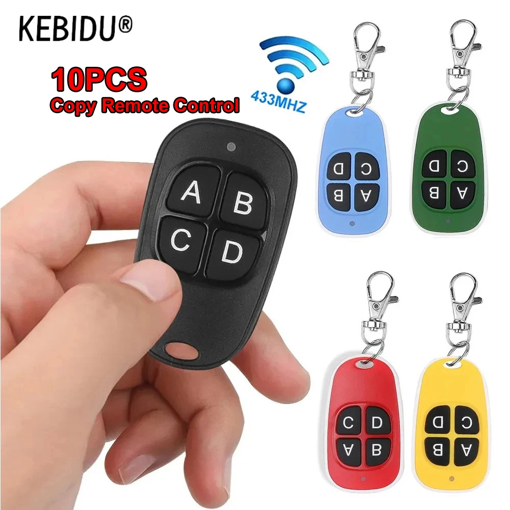 Kebidu 10PCS 433MHz RF Remote Control Copy Code 4Keys Wireless Transmitter Duplicator for Electric Garage Gate Door Opener Clone