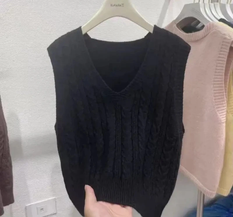 풀오버 니트 조끼 루즈핏 가을 신상 조끼 숏 스웨터 컬리지 조끼