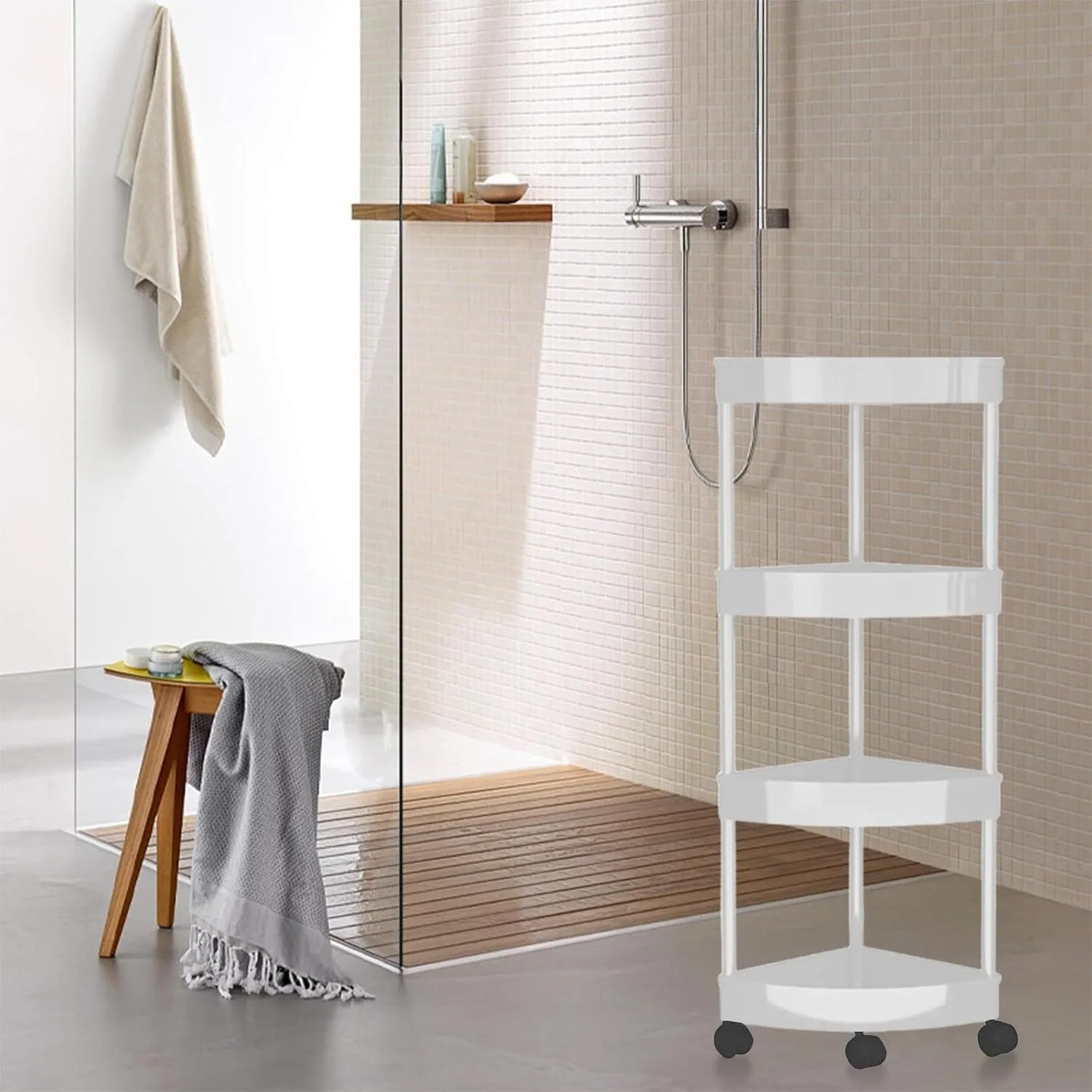 3/4 طبقات رف تخزين زاوية منظم لتوفير المساحة متعدد الوظائف للمطبخ وغرفة المعيشة والحمام #4