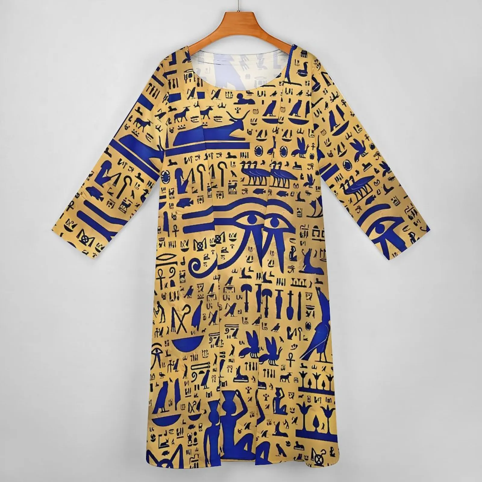 Ancient Egyptian Art Dress Two Piece Lapis Lazuli Gold Street Style Casual Long Dresses Female Trendy Maxi Dress Birthday Gift