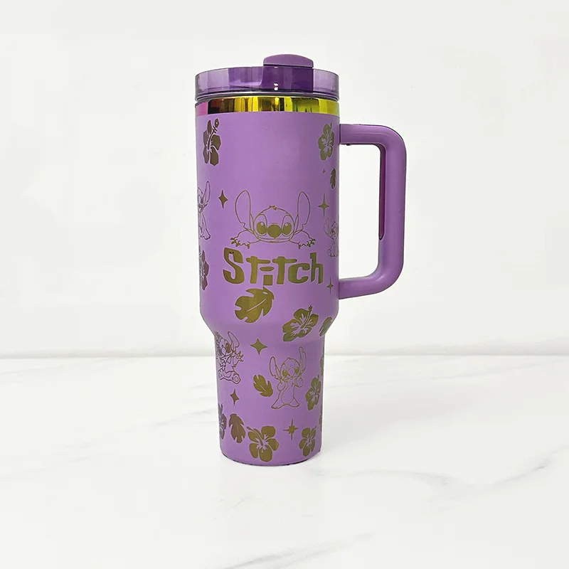 زجاجة مياه معزولة من الفولاذ المقاوم للصدأ بسعة كبيرة 40 أونصة من ديزني ستانلي مع مقبض من القش للاستخدام في السيارة وبار المطبخ المنزلي #6