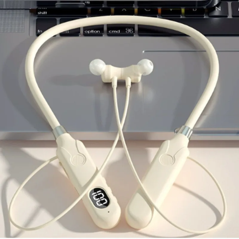 

Wireless Magnetic Neckband Earphones Digital Display Bluetooth 5.3 Noise Cancellation HiFi Stereo IPX6 Waterproof Sports Headset