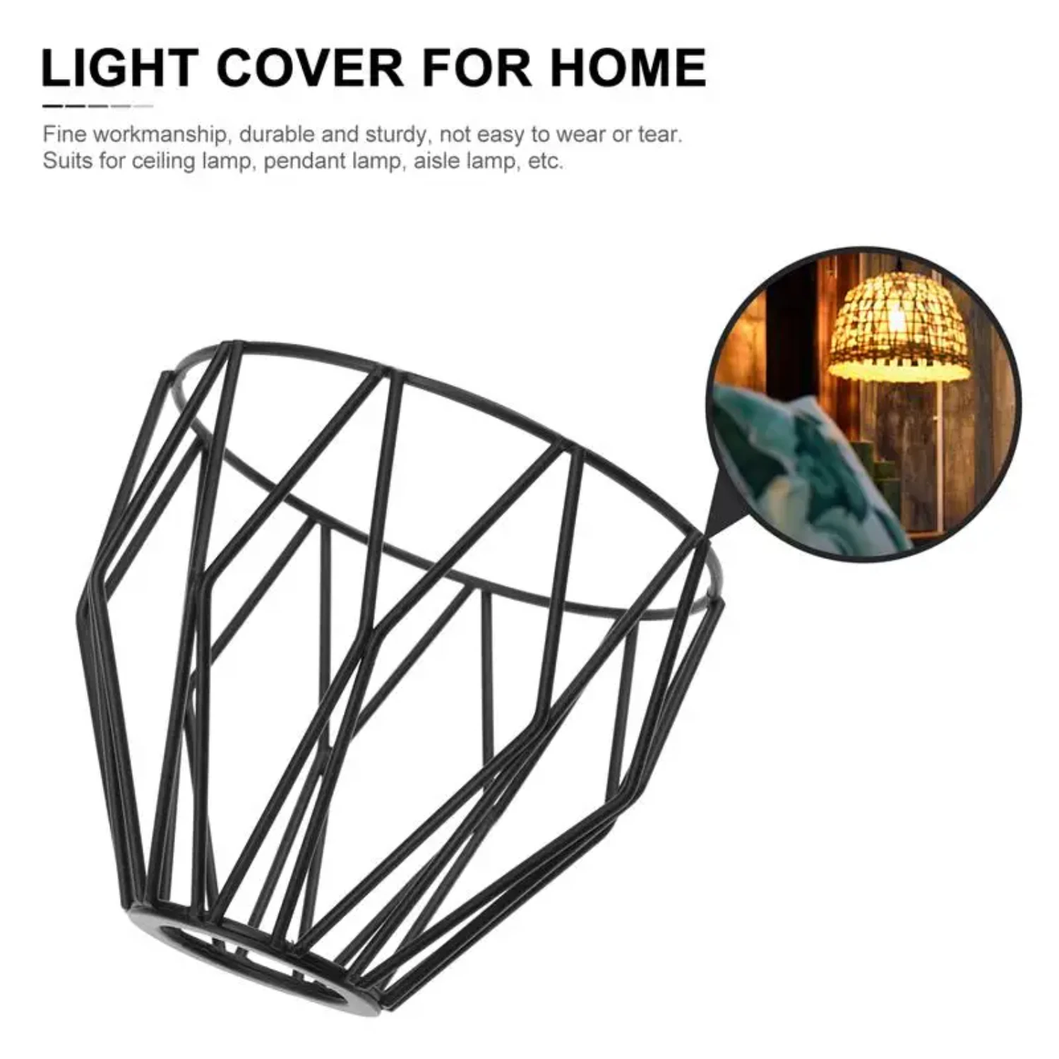 Elegant and Decorative Metal Iron Cage Guard - Hanging Lamp Shade for Ceiling Pendant Lighting Fixture Holder Fan Chandelier - P