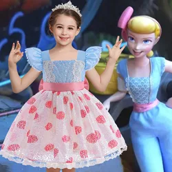 New Toy Story Kids Shepherd Dress UP Children Sequins Polka Dot Princess Gown Girls Birthday Party Dress