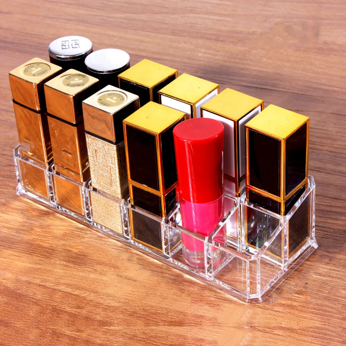 2/3pcs Clear 12 Grid Lipstick Stand Case Makeup Organizer Storage Box Lipstick Display Holder Cosmetic Jewelry Organizer Box