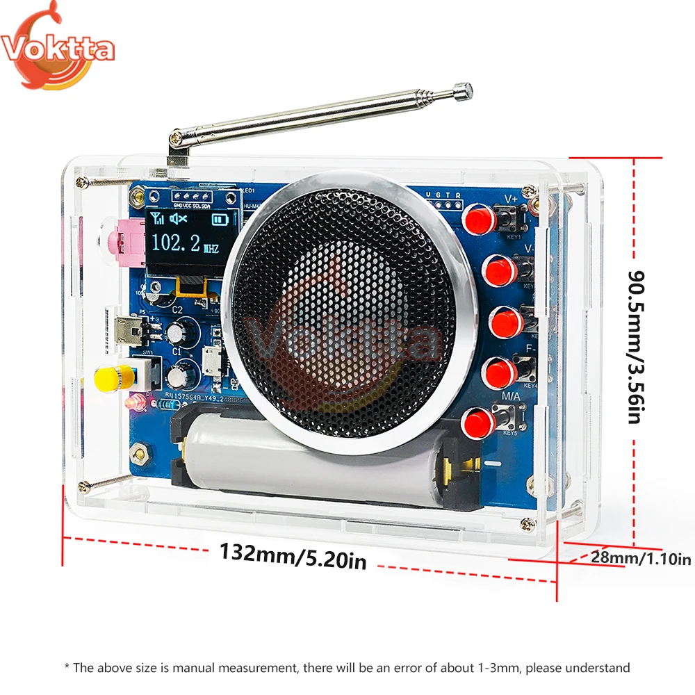 DIY FM Radio Electronic Kit 87-108MHZ Adjustable Frequency OLED Display Radio Assembly DIY Soldering Practice Parts RDA5807S