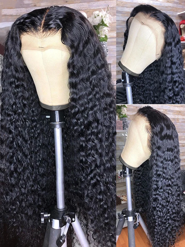 

40-дюймовые вьющиеся человеческие волосы 13x6 13x4 HD Парик фронтальной части шнурка Бразильский 300% Свободные глубокие волны Бесклеевые человеческие волосы Парик фронта шнурка Prepluck