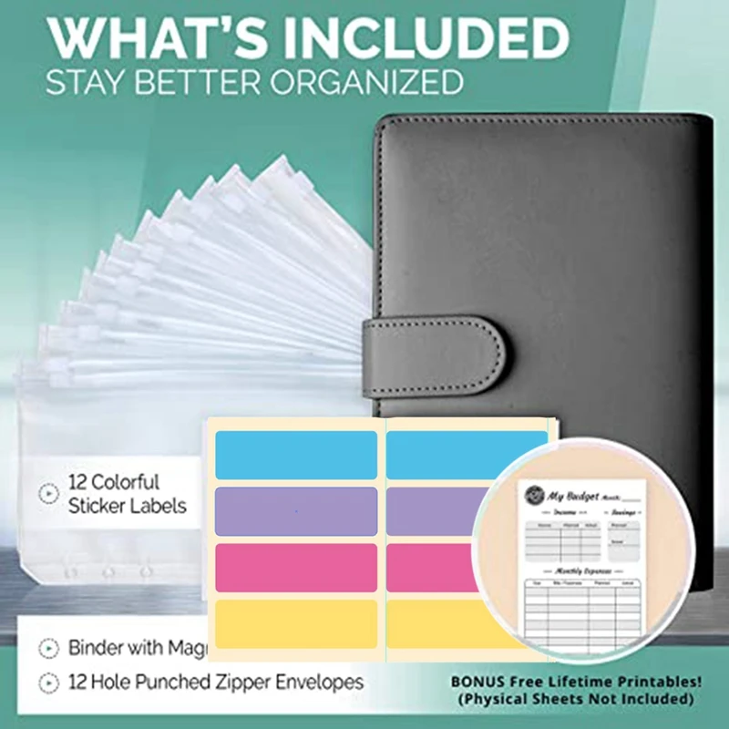 2X A6 Binder, Budget Binder And Cash Envelope,Cash Envelope Wallet,Budget Planning, Envelope Binder,With Budget Envelope