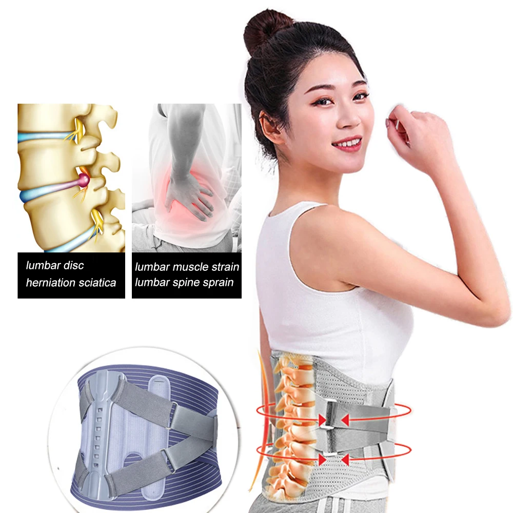 Waist Lumbar Lower Back Support Belt for Sciatica, Herniated Disc, Scoliosis Back Pain Relief, with Dual Adjustable Straps