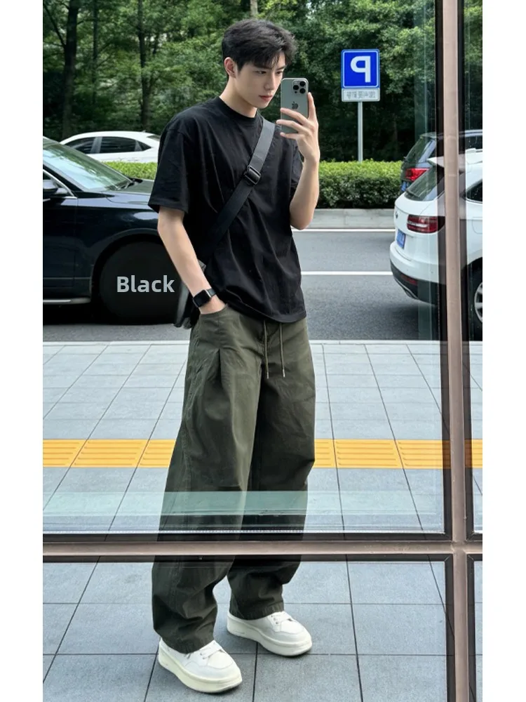 

American Sle Loose Casual Military een Work Pants Men's Trendy Brand Knife ape Loose Wide Leg Pants Anti-Wrinkle