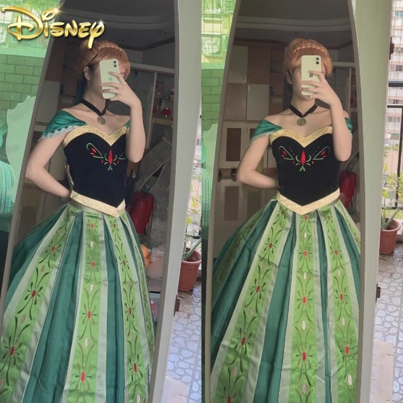 Disney Movie Frozen Anna Cosplay Costumes Anime Women Female Adult Dress Necklace Clothing Wig Suit Christma Gift Carnival Party