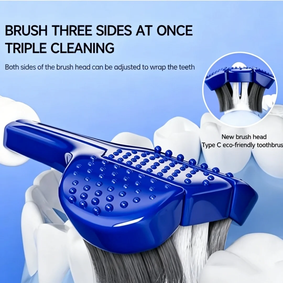 3D Manual Toothbrush 6pcs Three sided U-shaped Soft Toothbrush for Comprehensive Oral Cleaning for Adults, Men and Women, Coupl