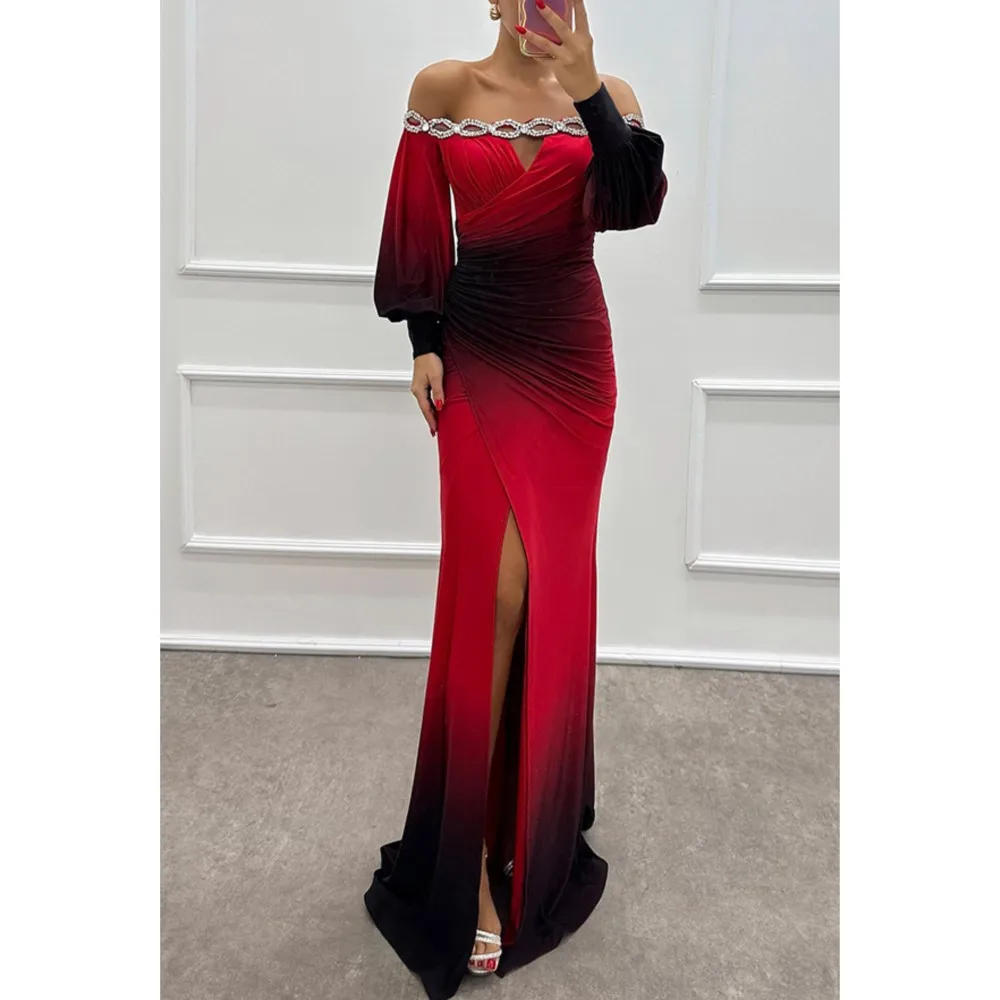 Fashion Sexy One Shoulder Printed Women's Party Dresses Spring And Autumn New Long Sleeved Slim Elegant Ladies Party Dress 2025 view 4