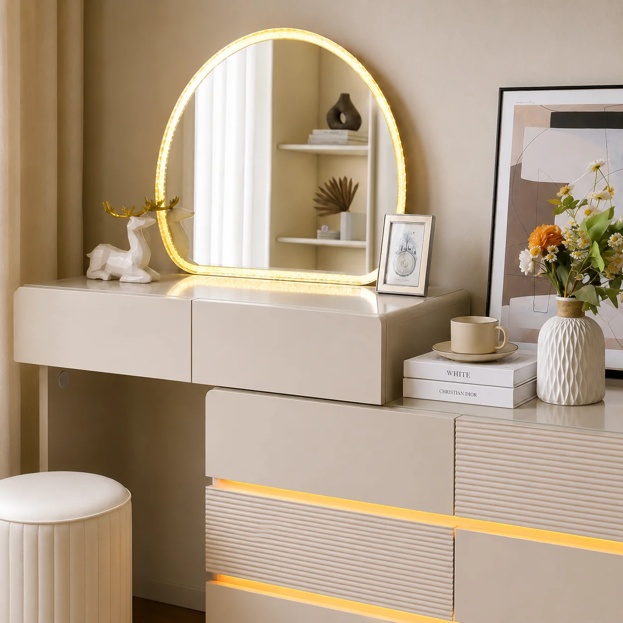 # Tocador moderno para dormito - Dressing Table Vanity With Lighted Mirror reseña y precio