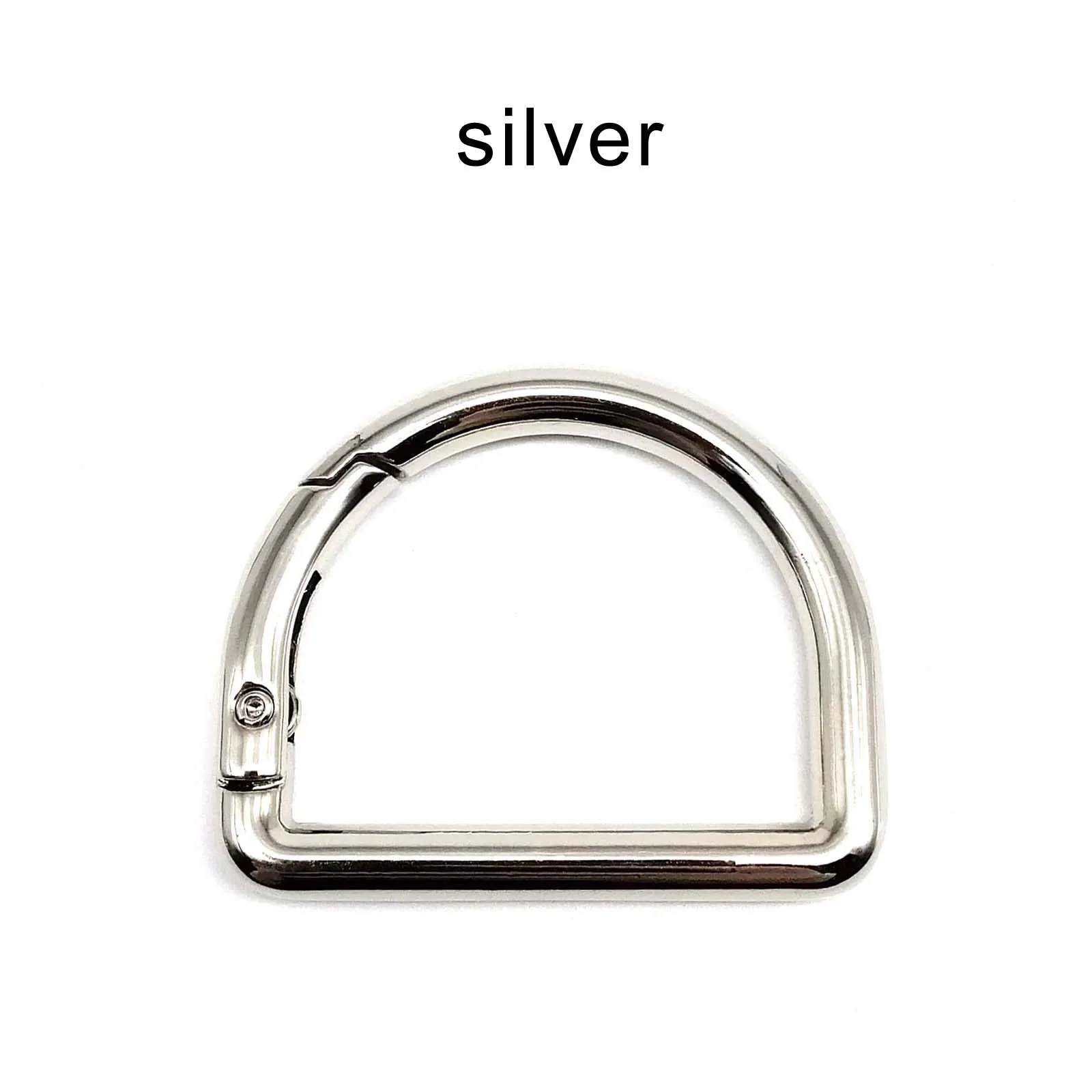 D Shape Type Spring Ring Openable Leather Bag Strap Buckle Connect Keyring