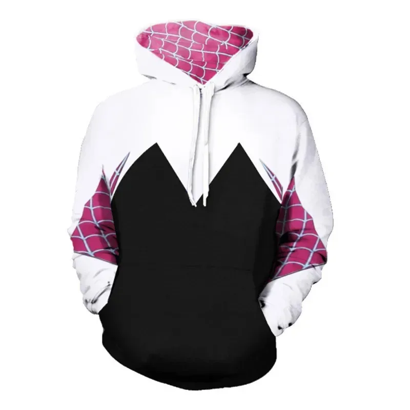 Spider Gwen Stacy Costume for Women Men 3D Print Style Zipper Jacket Adult Halloween Cosplay Outfits Pullover Hooded Sweatshirt