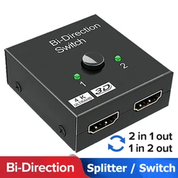 Przełącznik zgodny z HDMI Dwukierunkowy rozdzielacz 2.0 Adapter 1x2/2x1 2 wejścia 1 wyjście Konwerter do PS4 Pro/4/3 TV Box Przełącznik 4K